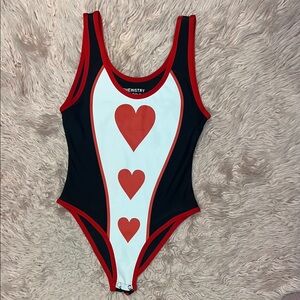 Chemistry Heart Print Bodysuit Size Small – Graphic Valentine Y2K Style